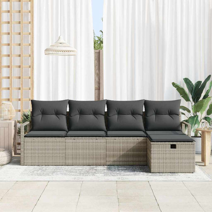 vidaXL Set Divano da Giardino 5 pcs Grigio chiaro Poly Rattan