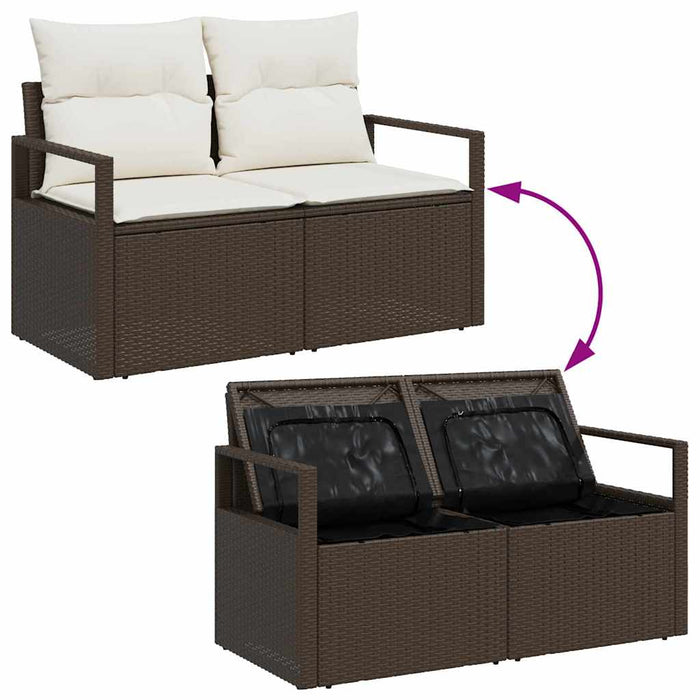 Set di divani da giardino  di 6 pezzi con cuscini marroni in rattan sintetico 3360499