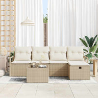 vidaXL Set Divano da Giardino con cuscino 6 pcs Beige Poly Rattan