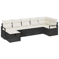 Set giardino  7 pezzi con cuscini in polyrattan nero 3360528