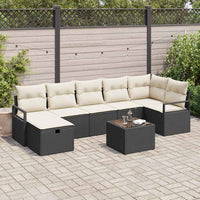 vidaXL Set Divano da Giardino con cuscino 8 pcs Nero Poly Rattan