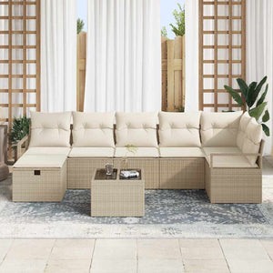 vidaXL Set Divano da Giardino con cuscino 8 pcs Beige Poly Rattan