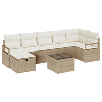vidaXL Set Divano da Giardino con cuscino 8 pcs Beige Poly Rattan