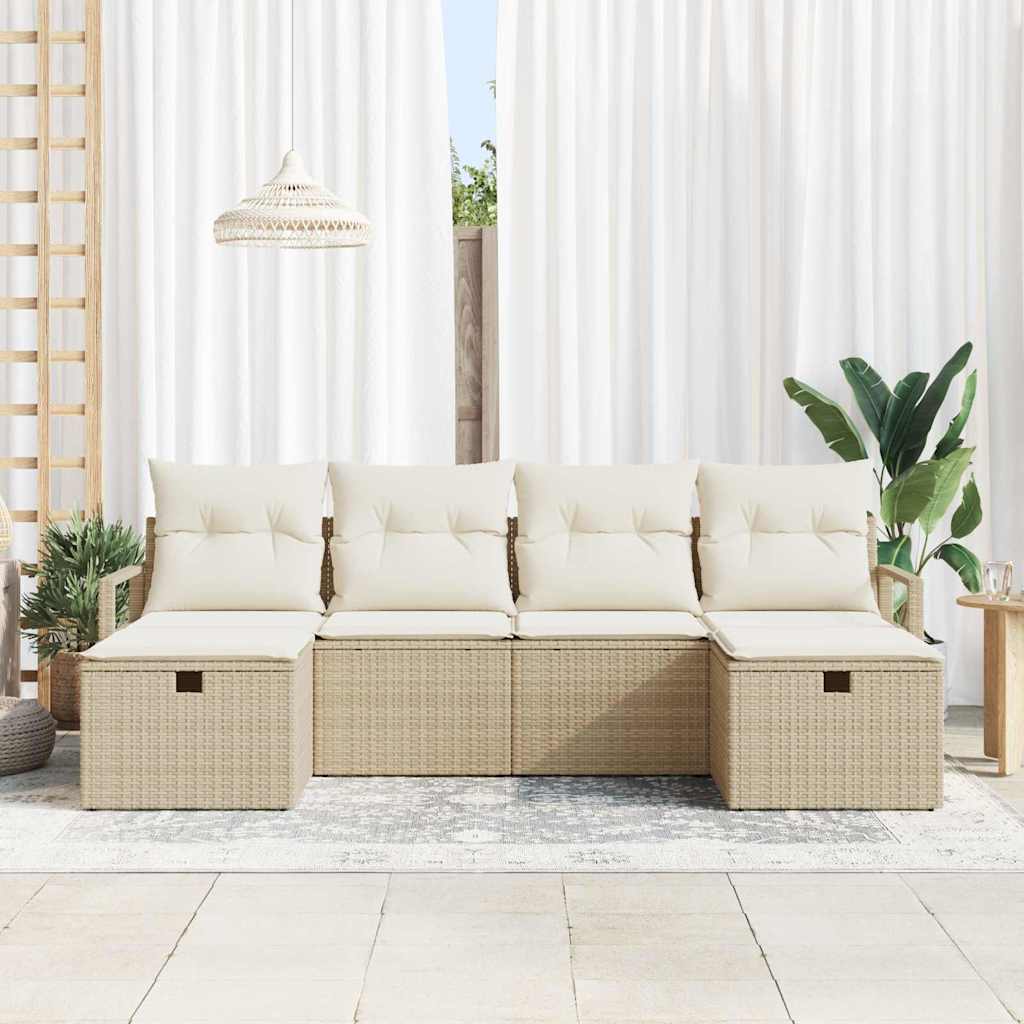 Set di divani da giardino 6 pezzi  con cuscini, beige, in rattan sintetico 3360552
