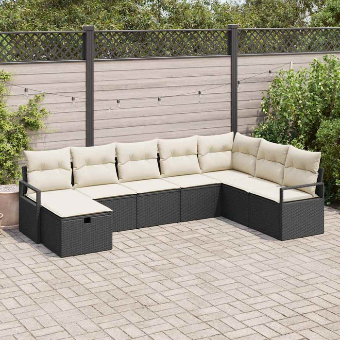vidaXL Set Divano da Giardino 8 pcs Nero Poly Rattan