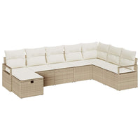 Set di divano da giardino in 8 pezzi con cuscini beige in polirattan 3360562