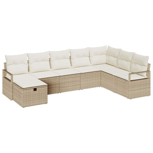 Set di divano da giardino in 8 pezzi con cuscini beige in polirattan 3360562