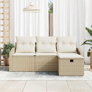 Set Divano da Giardino con cuscino 4 pcs Beige Poly Rattan 3360582