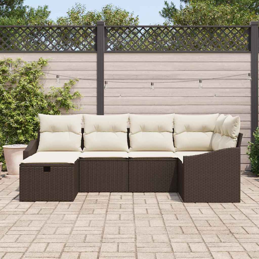 Set Divano Giardino con Cuscini Marrone Polyrattan 3360609