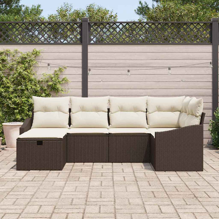Set Divano Giardino con Cuscini Marrone Polyrattan 3360609