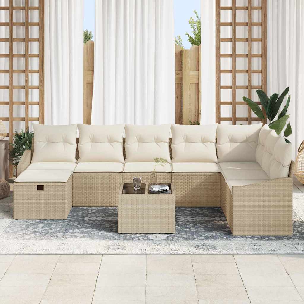 Set Divano da Giardino 9 pcs Beige 55 x 62 x 69 cm Poly Rattan 3360672