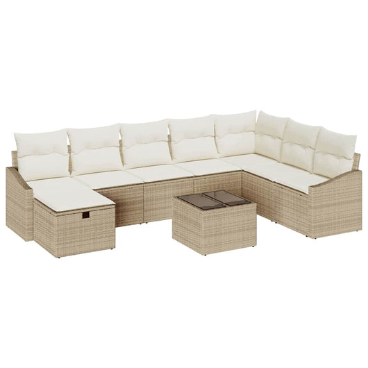 Set Divano da Giardino 9 pcs Beige 55 x 62 x 69 cm Poly Rattan 3360672
