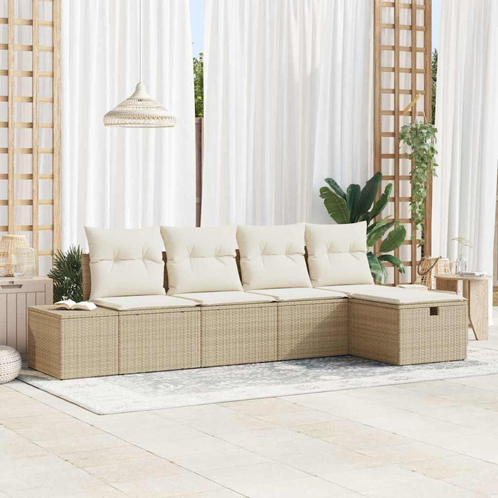 Set Divano da Giardino 5 pcs Beige 55 x 62 x 69 cm Poly Rattan 3360692