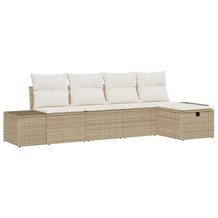 Set Divano da Giardino 5 pcs Beige 55 x 62 x 69 cm Poly Rattan 3360692