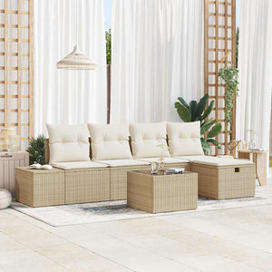 Set Divano da Giardino 6 pcs Beige 55 x 62 x 69 cm Poly Rattan 3360702