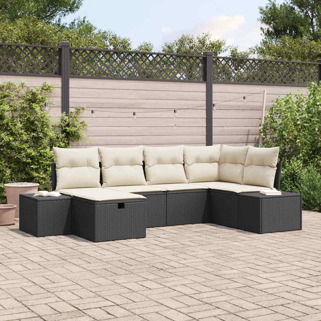 Set Divano da Giardino 6 pcs Nero 55 x 62 x 69 cm Poly Rattan 3360708
