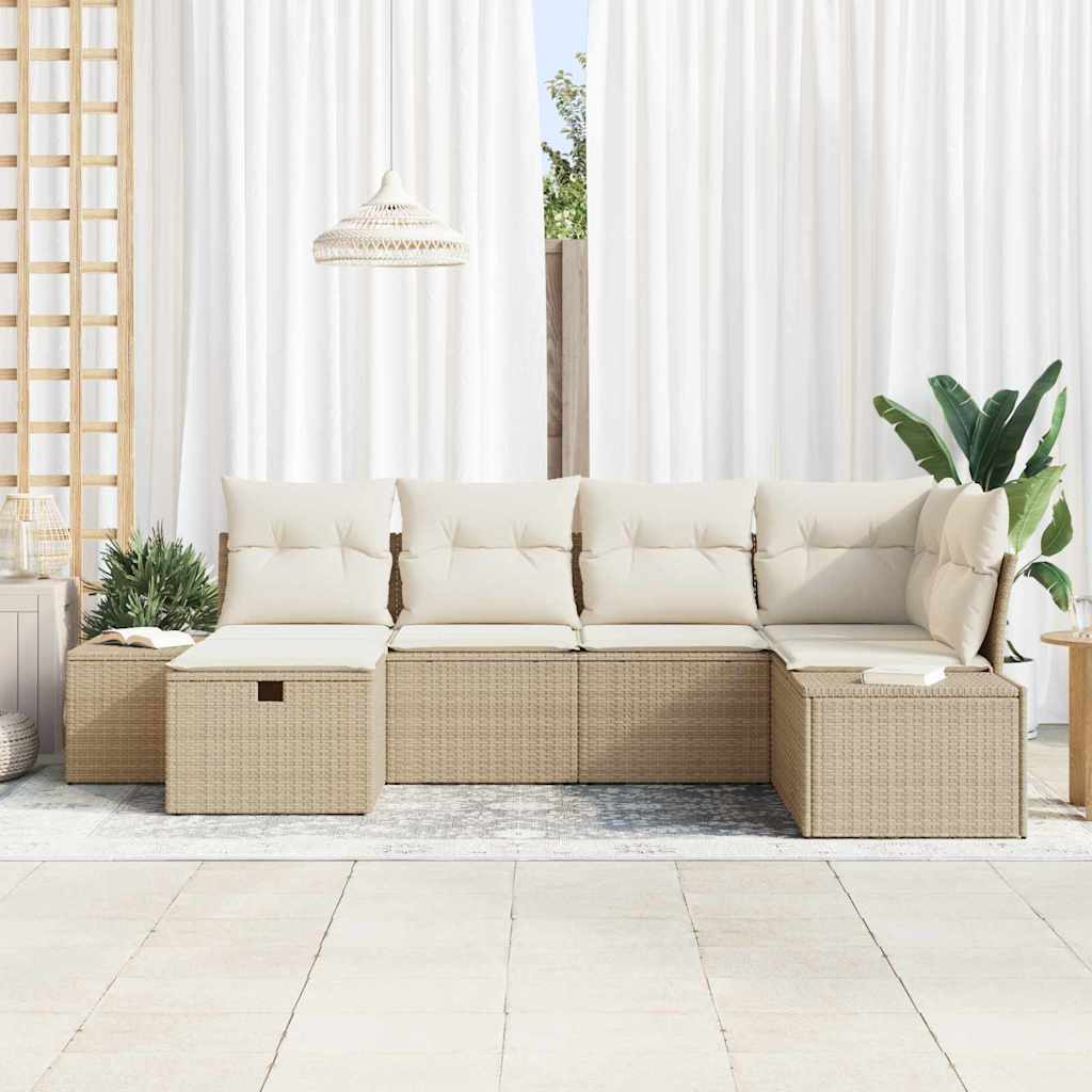Set giardino in rattan di 6 pezzi con cuscini beige 3360712