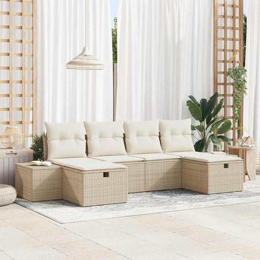 Set di Divani da Giardino in 6 Pezzi con Cuscini in Polyrattan Beige 3360752
