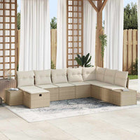 Set Divano da Giardino con cuscino 8 pcs Beige Poly Rattan 3360762