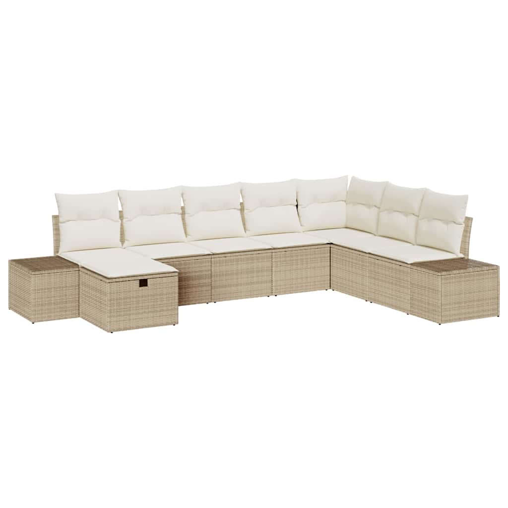 Set Divano da Giardino con cuscino 8 pcs Beige Poly Rattan 3360762
