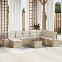 Set divani da giardino 9 pezzi con cuscini beige in polyrattan 3360772