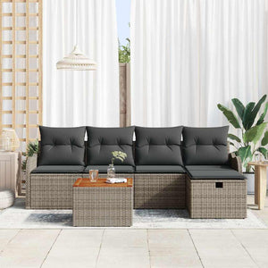 vidaXL Set Divano da Giardino con cuscino 6 pcs Grigio Poly Rattan
