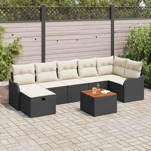 vidaXL Set Divano da Giardino con cuscino 8 pcs Nero Poly Rattan