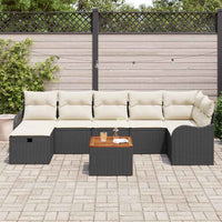 vidaXL Set Divano da Giardino con cuscino 8 pcs Nero Poly Rattan