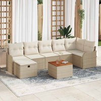 vidaXL Set Divano da Giardino con cuscino 8 pcs Beige Poly Rattan