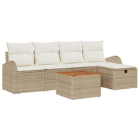 Set Divano da Giardino a 6 Pezzi con Cuscini Beige Rattan Polietilene 3360837