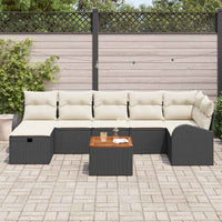 Set Divano Giardino Modulari da 8 Pezzi con Cuscini in Polyrattan Nero 3360848