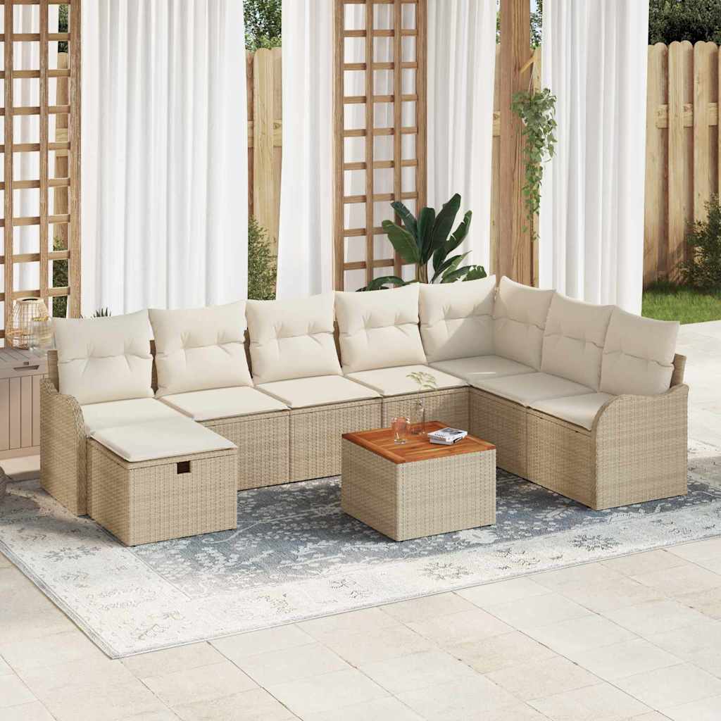 Set divano da giardino  da 9 pezzi con cuscini Beige Polyrattan 3360858