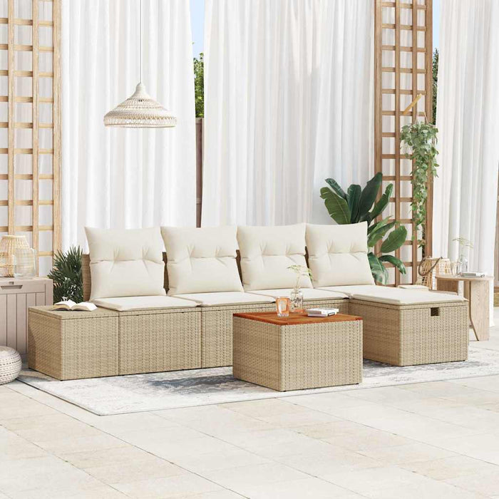 Set Divano da Giardino con cuscino 6 pcs Beige Poly Rattan 3360921