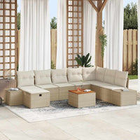 Set Divano da Giardino con cuscino 9 pcs Beige Poly Rattan 3360942