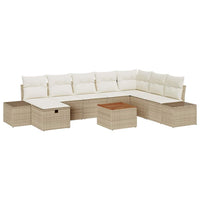 Set Divano da Giardino con cuscino 9 pcs Beige Poly Rattan 3360942