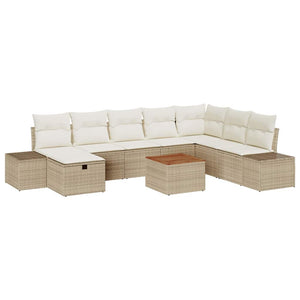 Set Divano da Giardino con cuscino 9 pcs Beige Poly Rattan 3360942