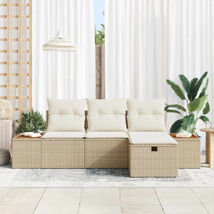 Set Divano da Giardino con cuscino 4 pcs Beige Poly Rattan 3360950
