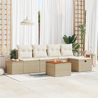 Set divani giardino 6 pezzi con cuscini, polyrattan beige 3360960
