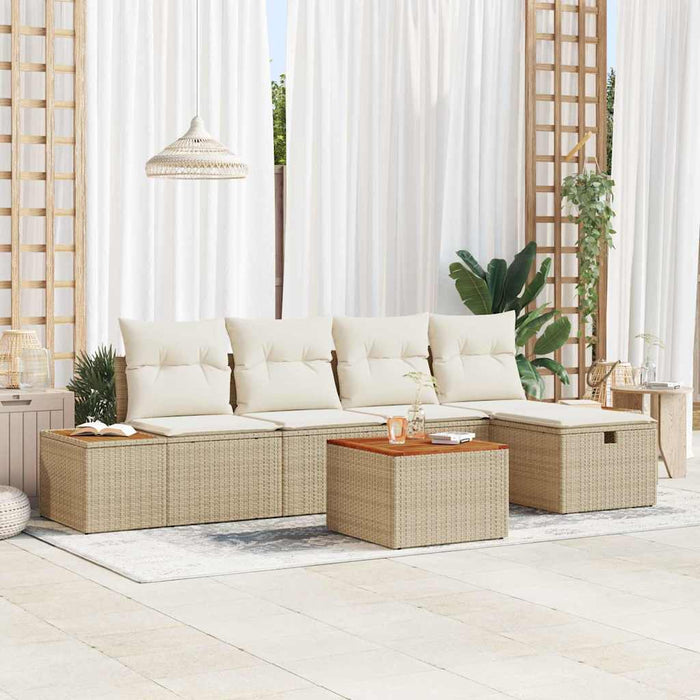 Set divani giardino 6 pezzi con cuscini, polyrattan beige 3360960