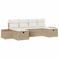 Set Divano da Giardino  6 Pezzi con Cuscini Beige Polyrattan 3360985