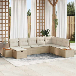 Set Divano da Giardino  8 Pezzi con Cuscini Beige Polyrattan 3360990