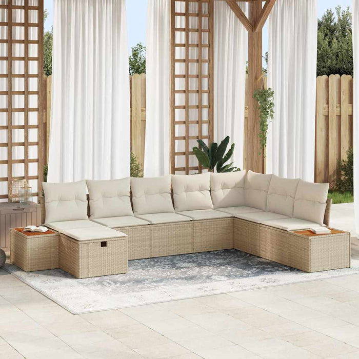 Set Divano da Giardino  8 Pezzi con Cuscini Beige Polyrattan 3360990