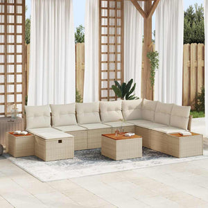Set da giardino in 9 pezzi con cuscini beige in polyrattan 3360995