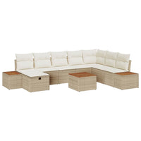 Set da giardino in 9 pezzi con cuscini beige in polyrattan 3360995