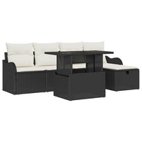 vidaXL Set Divano da Giardino con cuscino 6 pcs Nero Poly Rattan
