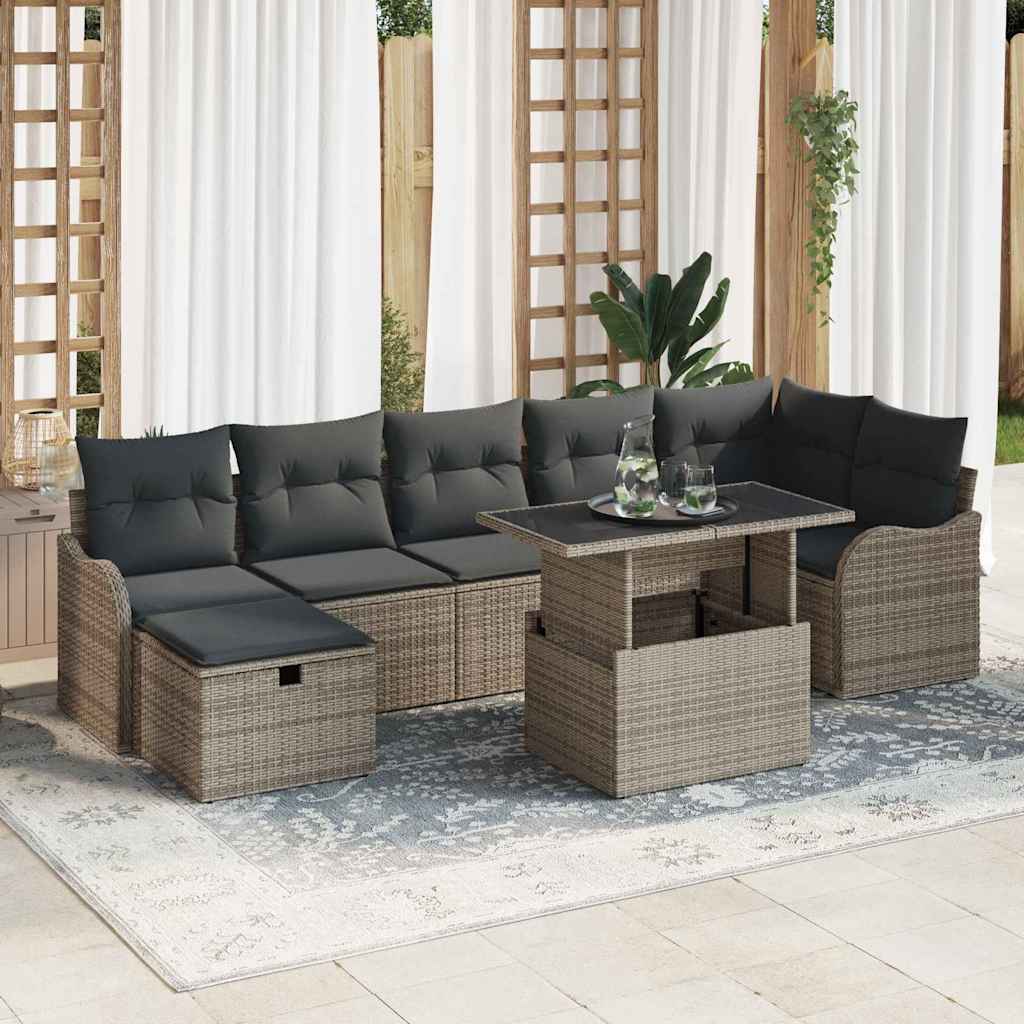 Set Divano da Giardino con cuscino 8 pcs Grigio Poly Rattan 3361058