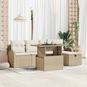Set Divano Giardino 6 Pezzi con Cuscini Beige Rattan Polilo 3361080
