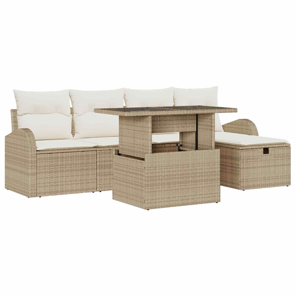 Set Divano Giardino 6 Pezzi con Cuscini Beige Rattan Polilo 3361080