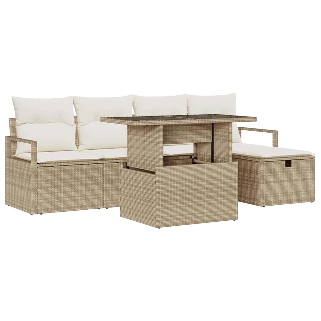 Set divani giardino  6 pezzi con cuscini beige in polyrattan 3361120