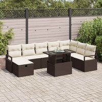 vidaXL Set Divano da Giardino con cuscino 9 pcs Marrone Poly Rattan